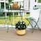15in. UV Resistant Artificial Boxwood and Gardenia Topiary Plant (Indoor/Outdoor)